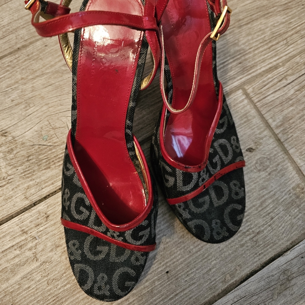 D & G Denim Logo Print Sandal